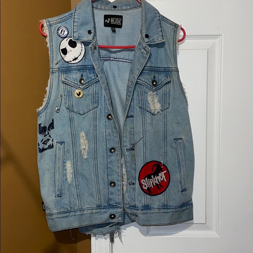 Custom Denim punk rock vest